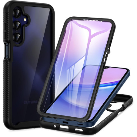 ZhuoFan Coque pour Samsung Galalxy 15 5G/4G avec Protection D'écran Intégré,360° Integrale Antichoc Anti-Rayures Transparent Rig