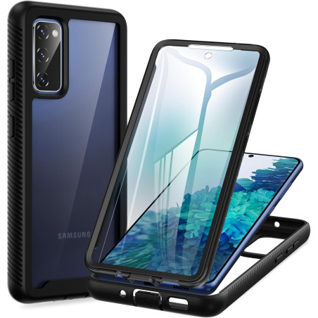 ZhuoFan Coque pour Samsung Galalxy S20 FE 5G/4G avec Protection D'écran Intégré,360° Integrale Antichoc Anti-Rayures Transparent