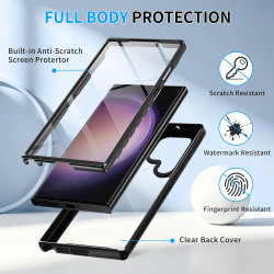 ZhuoFan Coque pour Samsung Galalxy S23 Ultra 5G avec Protection D'écran Intégré,360° Integrale Antichoc Anti-Rayures Transparent