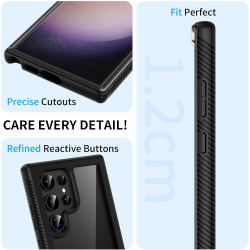 ZhuoFan Coque pour Samsung Galalxy S23 Ultra 5G avec Protection D'écran Intégré,360° Integrale Antichoc Anti-Rayures Transparent