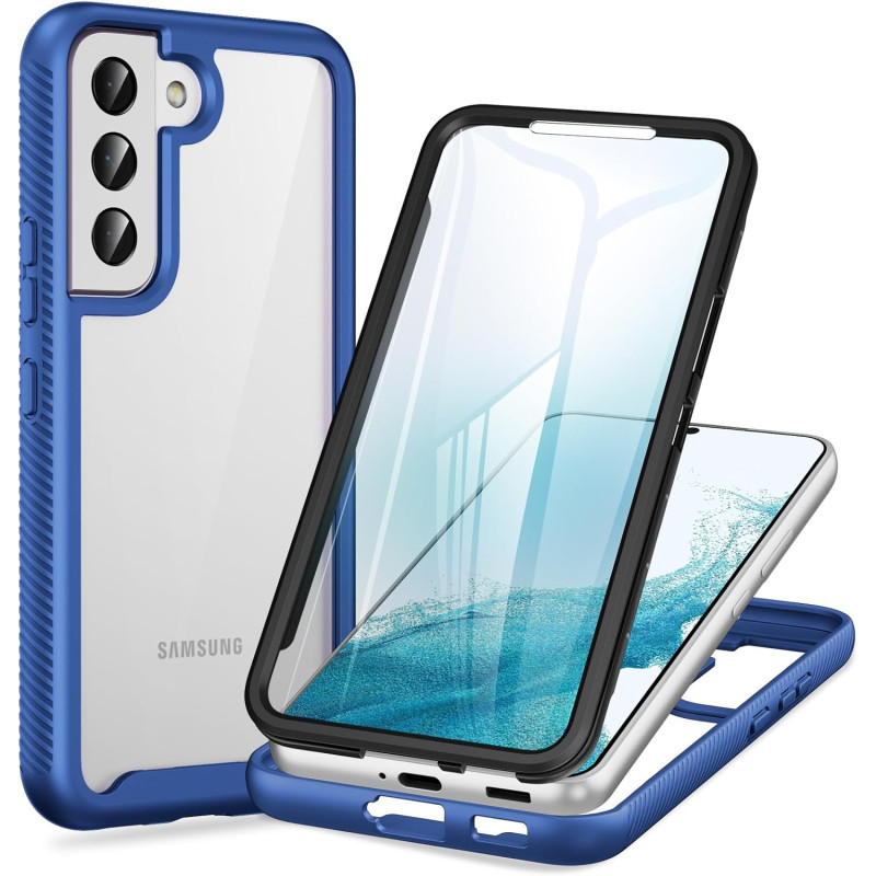 ZhuoFan Coque pour Samsung Galalxy S22 5G avec Protection D'écran Intégré,360° Integrale Antichoc Anti-Rayures Transparent Rigid