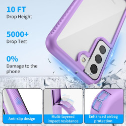 ZhuoFan Coque pour Samsung Galalxy S22 5G avec Protection D'écran Intégré,360° Integrale Antichoc Anti-Rayures Transparent Rigid