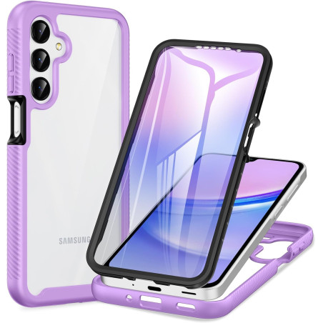 ZhuoFan Coque pour Samsung Galalxy 15 5G/4G avec Protection D'écran Intégré,360° Integrale Antichoc Anti-Rayures Transparent Rig