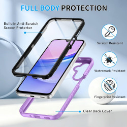ZhuoFan Coque pour Samsung Galalxy 15 5G/4G avec Protection D'écran Intégré,360° Integrale Antichoc Anti-Rayures Transparent Rig