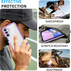 ZhuoFan Coque pour Samsung Galalxy 15 5G/4G avec Protection D'écran Intégré,360° Integrale Antichoc Anti-Rayures Transparent Rig