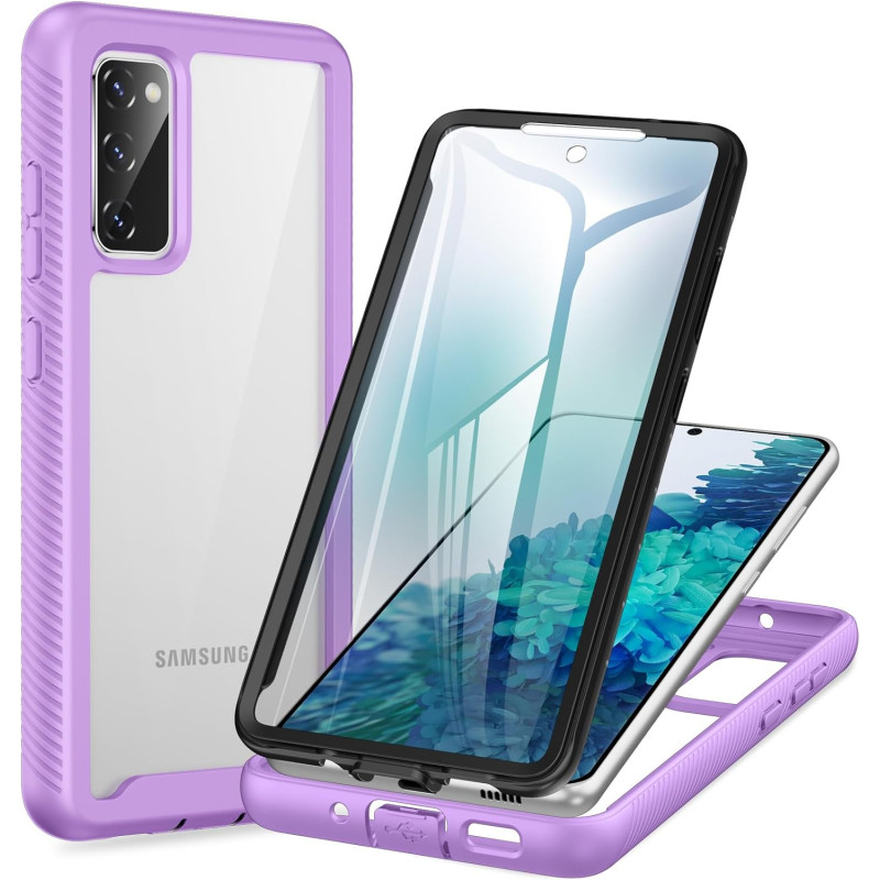 ZhuoFan Coque pour Samsung Galalxy S20 FE 5G/4G avec Protection D'écran Intégré,360° Integrale Antichoc Anti-Rayures Transparent