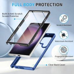 ZhuoFan Coque pour Samsung Galalxy S23 Ultra 5G avec Protection D'écran Intégré,360° Integrale Antichoc Anti-Rayures Transparent