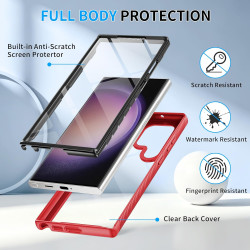 ZhuoFan Coque pour Samsung Galalxy S23 Ultra 5G avec Protection D'écran Intégré,360° Integrale Antichoc Anti-Rayures Transparent