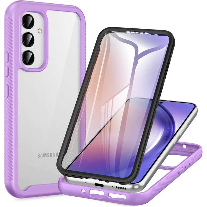 ZhuoFan Coque pour Samsung Galalxy A54 5G avec Protection D'écran Intégré,360° Integrale Antichoc Anti-Rayures Transparent Rigid