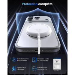Chargeur sans Fil magnétique Qi2 25 W, Pad de Charge avec câble 1,5 m Compatible Mag-Safe pour iPhone 17e/Air/17/16/15/14/13/12,