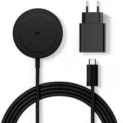 Chargeur sans fil magnétique Qi2 25 W, pad de charge avec câble 1,5 m compatible Mag-Safe pour iPhone 17e/Air/17/16/15/14/13/12,