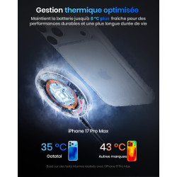 Chargeur sans fil magnétique Qi2 25 W, pad de charge avec câble 1,5 m compatible Mag-Safe pour iPhone 17e/Air/17/16/15/14/13/12,