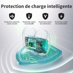 Uluck étui de chargement sans fil de remplacement compatible avec les airpods pro 1 et 2, 660 mah étui de chargement avec bouton