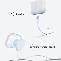 Uluck étui de chargement sans fil de remplacement compatible avec les airpods pro 1 et 2, 660 mah étui de chargement avec bouton