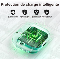 Étui de chargement sans fil de remplacement compatible avec les airpods 4, 450 mah étui de chargement avec bouton bleutooth pour