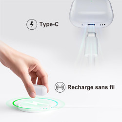 Étui de chargement sans fil de remplacement compatible avec les airpods 4, 450 mah étui de chargement avec bouton bleutooth pour