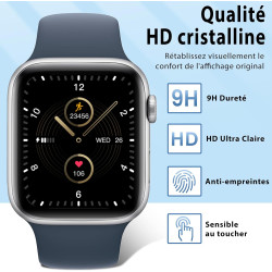 4 pièces Verre Trempé pour Apple Watch se/6/5/4 44mm Protection écran, HD Sans Bulles Vitre Protection, TPU auto-réparateur Anti