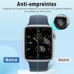 4 pièces Verre Trempé pour Apple Watch se/6/5/4 44mm Protection écran, HD Sans Bulles Vitre Protection, TPU auto-réparateur Anti