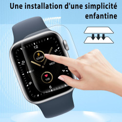 4 pièces Verre Trempé pour Apple Watch se/6/5/4 44mm Protection écran, HD Sans Bulles Vitre Protection, TPU auto-réparateur Anti