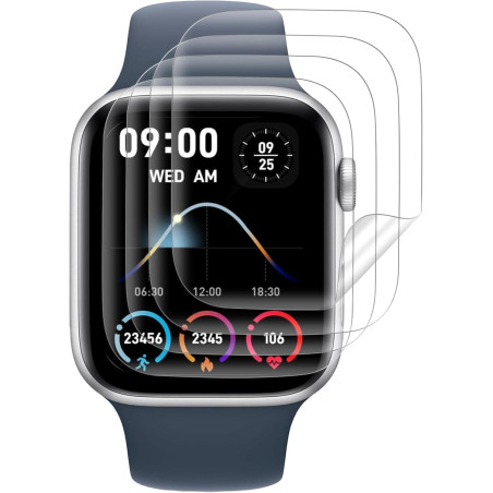 4 Pièces Verre trempé pour Apple Watch 10 46mm, TPU auto-réparateur Ultra-Résistant 0,33mm Vitre Protection, Toucher Sensible, A