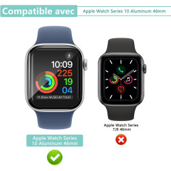 2 pièces Verre Trempé pour Apple Watch 10 46mm, HD Haute Sensibilité 0,01 s Réponse Protection écran, 0,33 mm 9H Dureté Anti-Ray