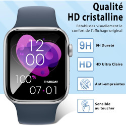 2 pièces Verre Trempé pour Apple Watch 9/8/7 45mm Protection écran, Sans Bulles Anti‑Empreintes Vitre Protection, 9H Anti-Rayure
