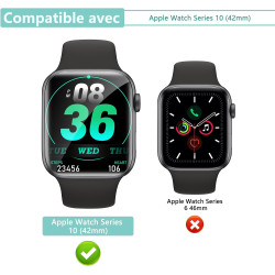 4 pièces Verre Trempé pour Apple Watch 10 42mm, 0,33 mm TPU auto-réparateur Anti-Rayures Protection écran, HD Sans Bulles Anti‑E