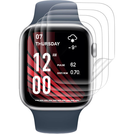 4 pièces Verre Trempé pour Apple Watch se/6/5/4 40mm Protection écran, HD Sans Bulles Anti‑Empreintes Vitre Protection, TPU auto
