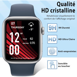 4 pièces Verre Trempé pour Apple Watch se/6/5/4 40mm Protection écran, HD Sans Bulles Anti‑Empreintes Vitre Protection, TPU auto