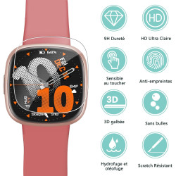 4 pièces Verre Trempé pour Fitbit Versa 4/Fitbit Versa 3/Fitbit Sense 2, 0,33 mm TPU auto-réparateur Anti-Rayures Protection écr