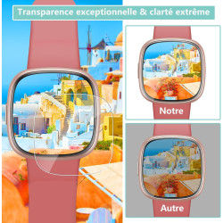4 pièces Verre Trempé pour Fitbit Versa 4/Fitbit Versa 3/Fitbit Sense 2, 0,33 mm TPU auto-réparateur Anti-Rayures Protection écr
