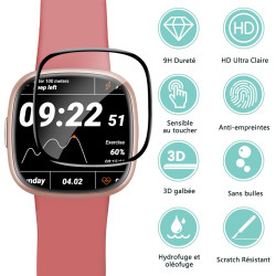 Carantee Verre Trempé pour Fitbit Versa 4/Fitbit Versa 3/Sense 2-2 Pièces Protection Écran 3D, Dureté 9H 0,33mm Anti-Rayures, Vi