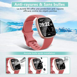 Carantee Verre Trempé pour Fitbit Versa 4/Fitbit Versa 3/Sense 2-2 Pièces Protection Écran 3D, Dureté 9H 0,33mm Anti-Rayures, Vi