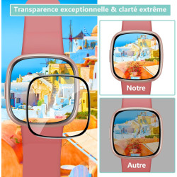 Carantee Verre Trempé pour Fitbit Versa 4/Fitbit Versa 3/Sense 2-2 Pièces Protection Écran 3D, Dureté 9H 0,33mm Anti-Rayures, Vi