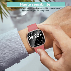 Carantee Verre Trempé pour Fitbit Versa 4/Fitbit Versa 3/Sense 2-2 Pièces Protection Écran 3D, Dureté 9H 0,33mm Anti-Rayures, Vi