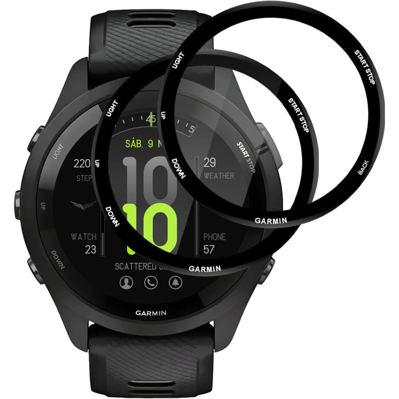 2 pièces Verre Trempé pour Garmin Forerunner 265 Protection écran, HD Sans Bulles Anti‑Empreintes Vitre Protection, 9H Anti-Rayu