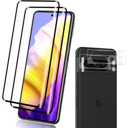 Carantee Verre Trempé pour Google Pixel 8 pro - 2+2 Pièces Protection Écran 3D avec Caméra, Dureté 9H 0,33mm Anti-Rayures, Vitre
