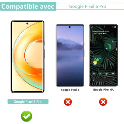 Carantee Verre Trempé pour Google Pixel 6 Pro - 2 Pièces Protection Écran 3D, Dureté 9H 0,33mm Anti-Rayures, Vitre Protection, T