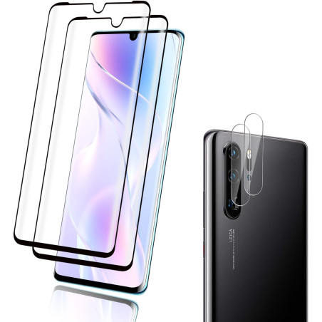 2+2 pièces Verre Trempé pour Huawei P30 Pro, HD Clair Haute Sensibilité 0,01 s Réponse Protection écran, 0,33 mm 9H Anti-Rayures