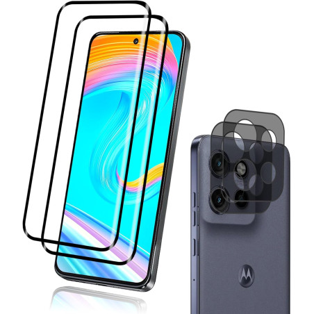 2+2 pièces Verre Trempé pour Motorola Moto Edge 50 Neo, HD Haute Sensibilité 0,01 s Réponse Protection écran, 9H Anti-Rayures Vi