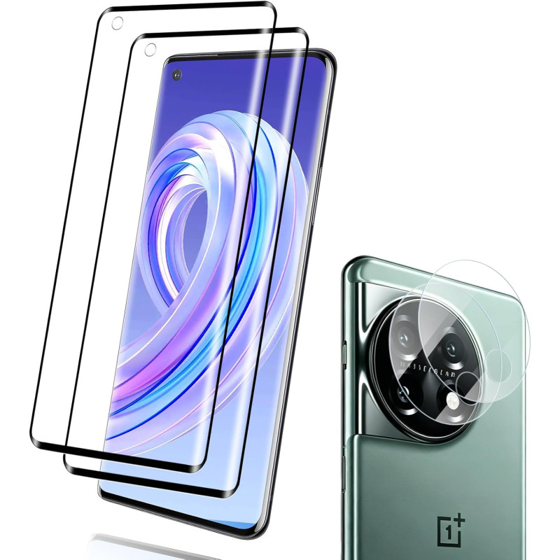 Carantee 2 pièces Verre Trempé pour OnePlus 11, HD Haute Sensibilité 0,01 s Réponse Protection écran, 0,33 mm 9H Dureté Anti-Ray