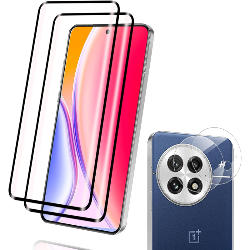 2+2 pièces Verre Trempé pour Oneplus 13 5G, HD Clair Haute Sensibilité 0,01 s Réponse Protection écran, 0,33 mm 9H Anti-Rayures 
