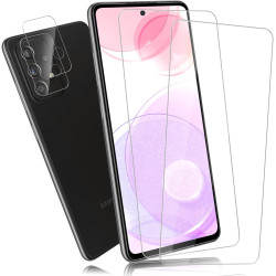2 Pièces Verre trempé pour Samsung Galaxy A52/A52s, 9H Ultra-Résistant 0,33mm Vitre Protection avec Caméra, Toucher Sensible, An
