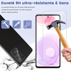 2 Pièces Verre trempé pour Samsung Galaxy A52/A52s, 9H Ultra-Résistant 0,33mm Vitre Protection avec Caméra, Toucher Sensible, An