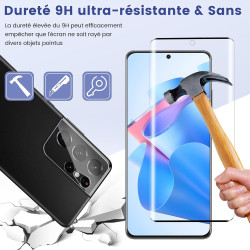 2+2 pièces Verre Trempé pour Samsung Galaxy S21 Ultra Protection écran, HD Clair Sans Bulles Vitre Protection, 9H Anti-Rayures F
