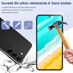2 pièces Verre Trempé pour Samsung Galaxy S22 Plus Protection écran, Sans Bulles Anti‑Empreintes Vitre Protection, 9H Anti-Rayur