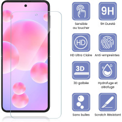 2 pièces Verre Trempé pour Samsung Galaxy Z Flip 7 Protection écran, HD Sans Bulles Anti‑Empreintes Vitre Protection, TPU auto-r