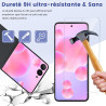 2 pièces Verre Trempé pour Samsung Galaxy Z Flip 7 Protection écran, HD Sans Bulles Anti‑Empreintes Vitre Protection, TPU auto-r