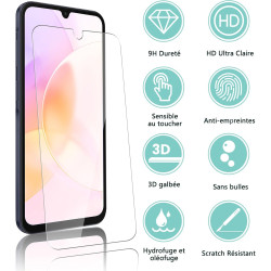 2 pièces Verre Trempé pour Samsung Galaxy A16, 0,33 mm 9H Dureté Anti-Rayures Protection écran, HD Sans Bulles Anti‑Empreintes V