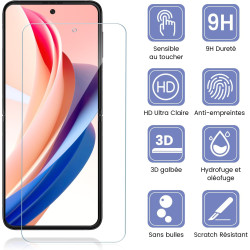 2 pièces Verre Trempé pour Samsung Galaxy Z Flip 5 Protection écran, HD Sans Bulles Anti‑Empreintes Vitre Protection, TPU auto-r